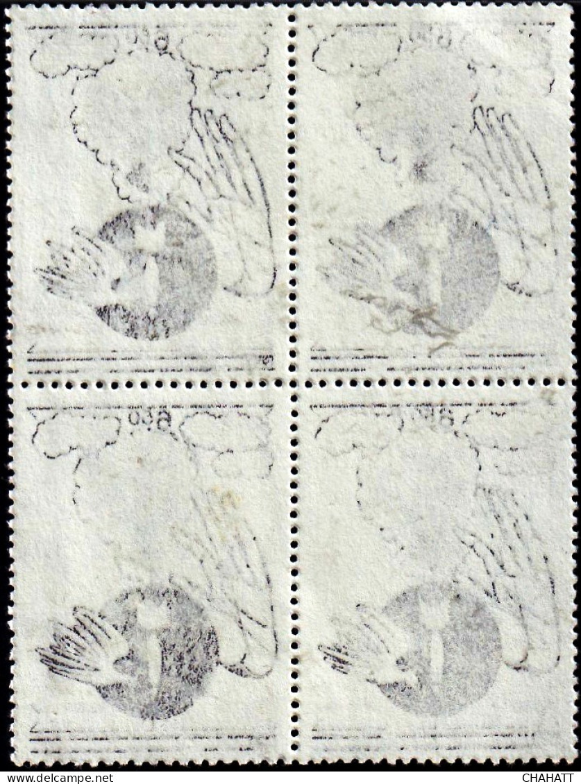 WAR & PEACE- WORLD PEACE- NUCLEAR THREAT- PEACE- DOVE- ERROR- DEEP IMPRINT ON REVERSE- BLOCK OF 4- INDIA- MNH- IE-81 - Errors, Freaks & Oddities (EFO)