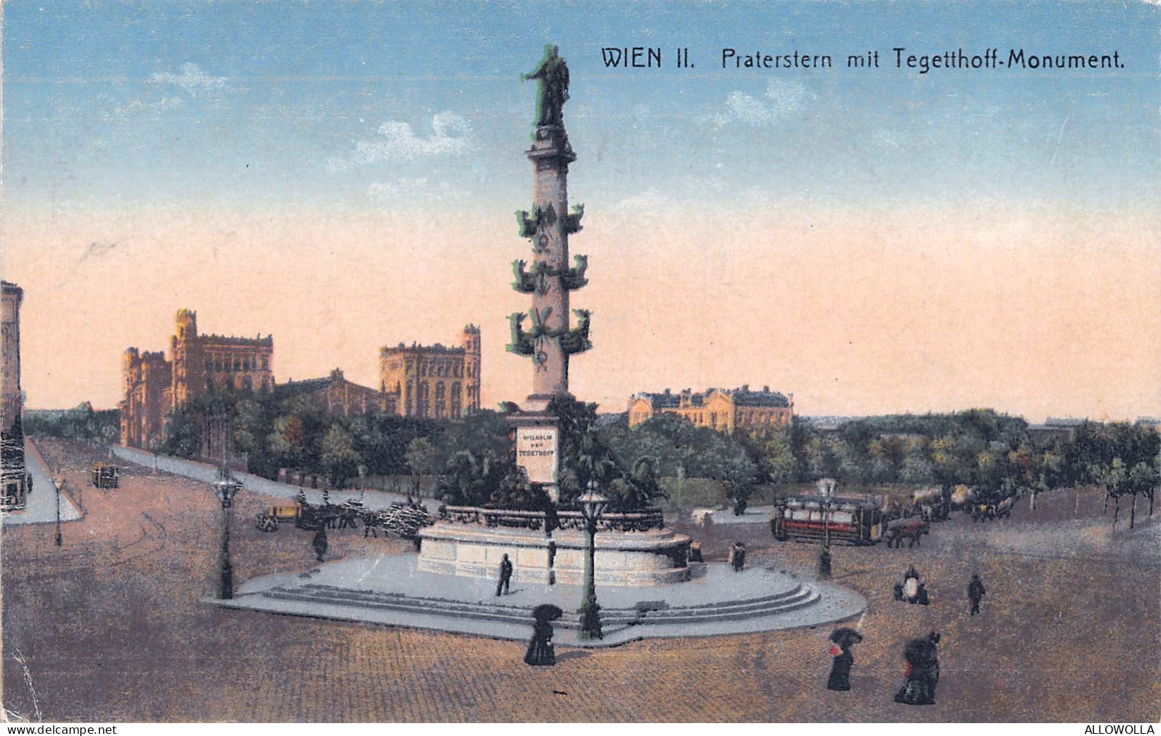 21660 " WIEN-PRATERSTERN MIT TEGETTHOFF-MONUMENT " ANIMIERT-VERA FOTO-CART. POST. NON SPED. - Prater