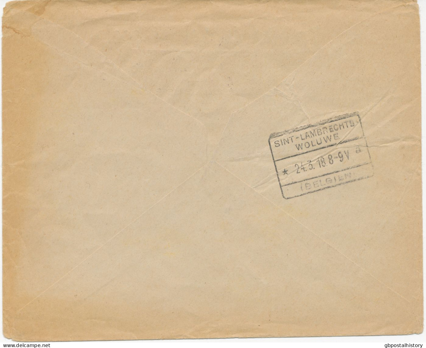 LANDESPOST IN BELGIEN 1918, 15 Pf Germania Mit Aufdruck „Belgien / 15 Cent.“ EF (kurzer Zahn) Auf Kab.-Brief Mit Zensur - OC38/54 Belgische Bezetting In Duitsland