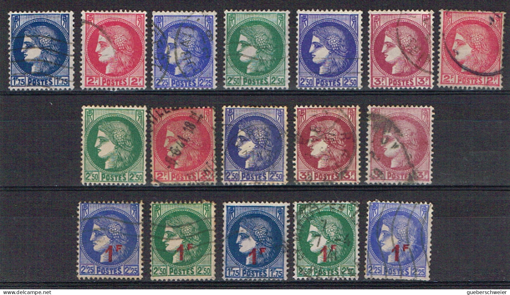 FR 1903 - FRANCE Lot De 17 Type Cérès De Mazelin Obl. Avec Variétés De Teintes - 1945-47 Cérès De Mazelin