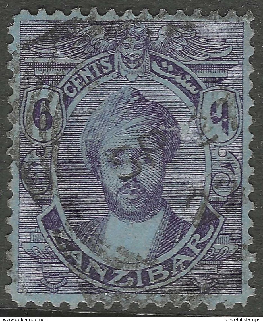 Zanzibar 1921-29 Sultan Kalif Bin Harub. 6c Used. Mult Script CA W/M SG 281 - Zanzibar (...-1963)