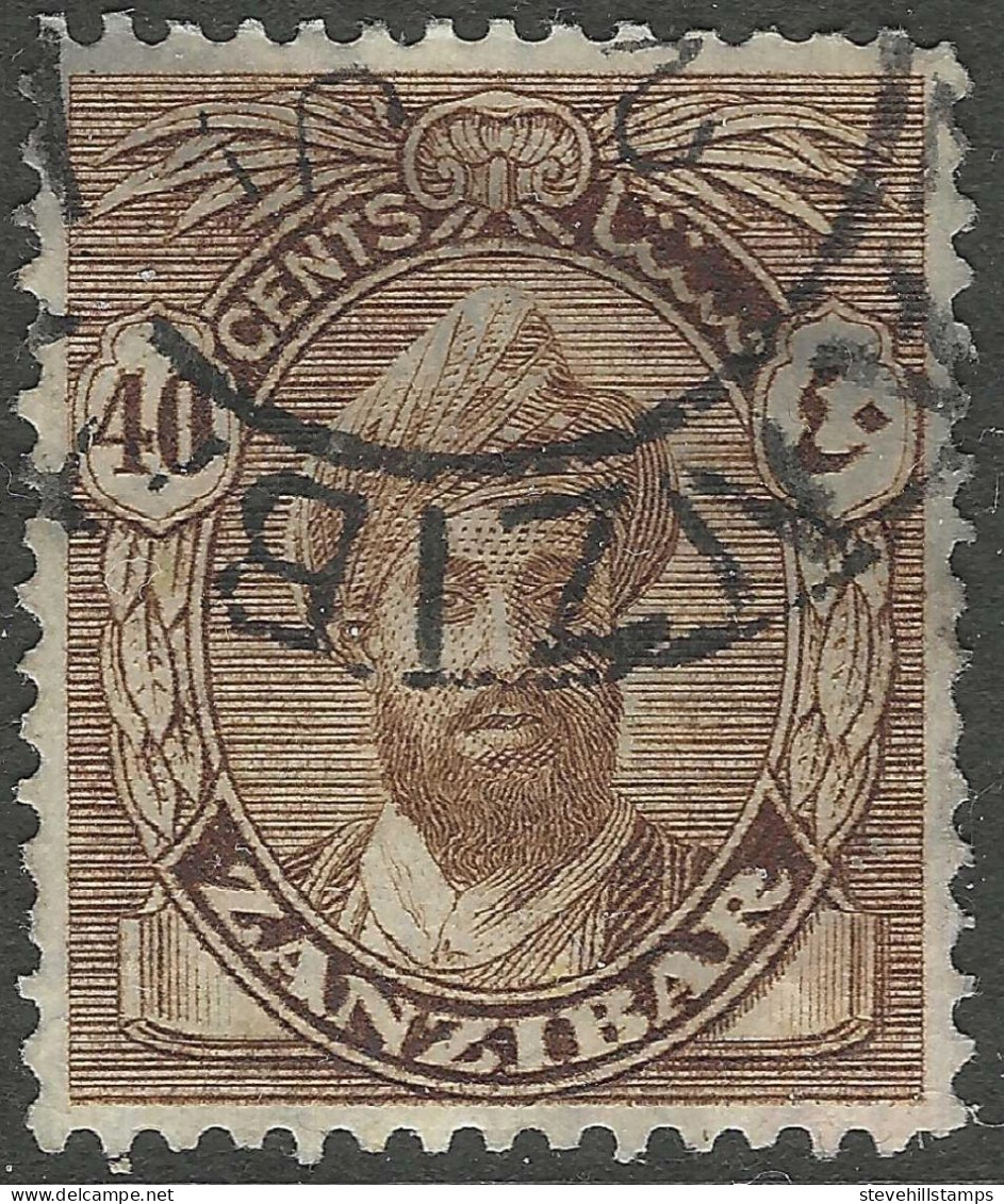 Zanzibar 1936 Sultan Kalif Bin Harub. 40c Used. Mult Script CA W/M SG 316 - Zanzibar (...-1963)