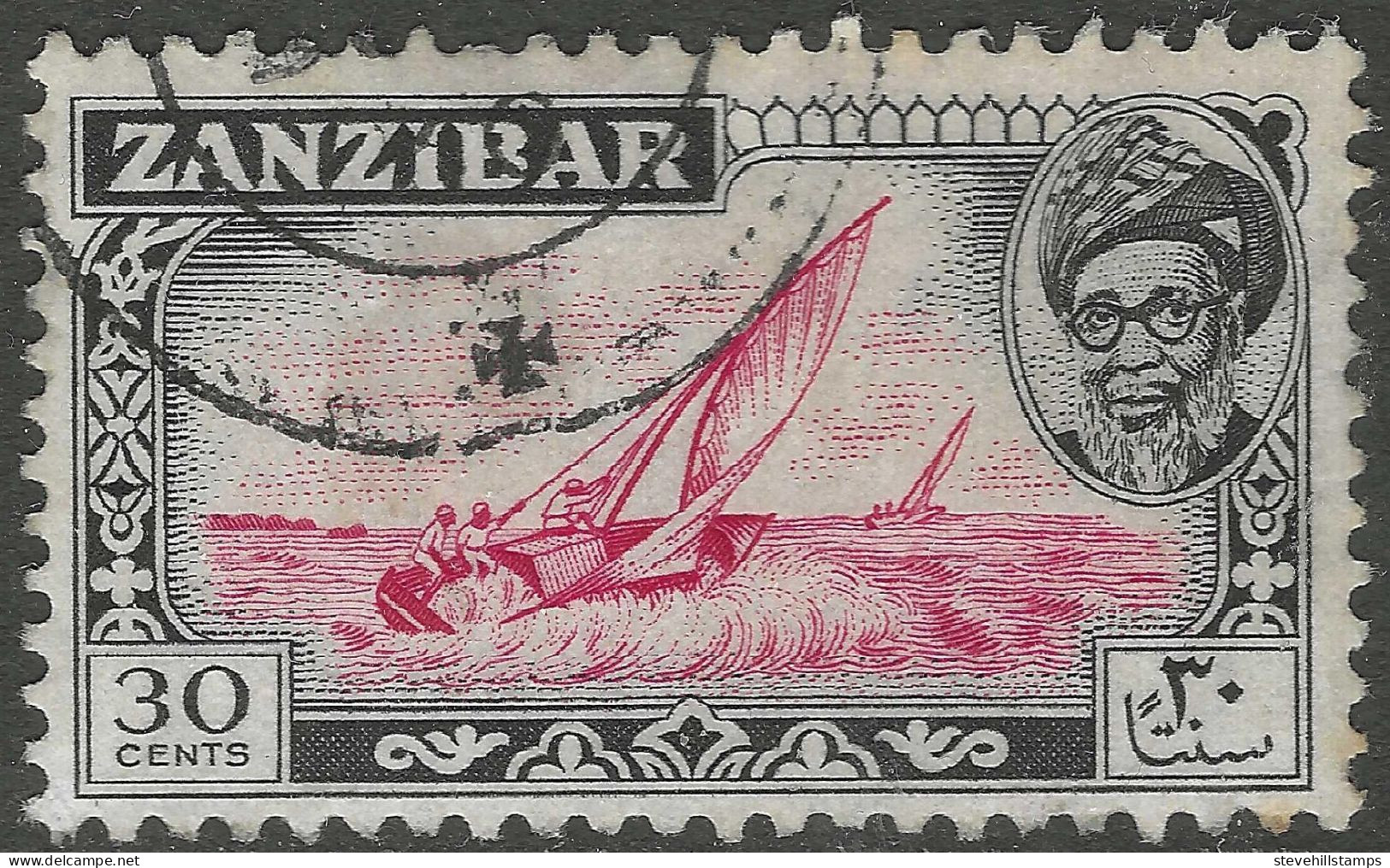 Zanzibar 1957 Sultan Kalif Bin Harub. 30c Used. SG 363 - Zanzibar (...-1963)