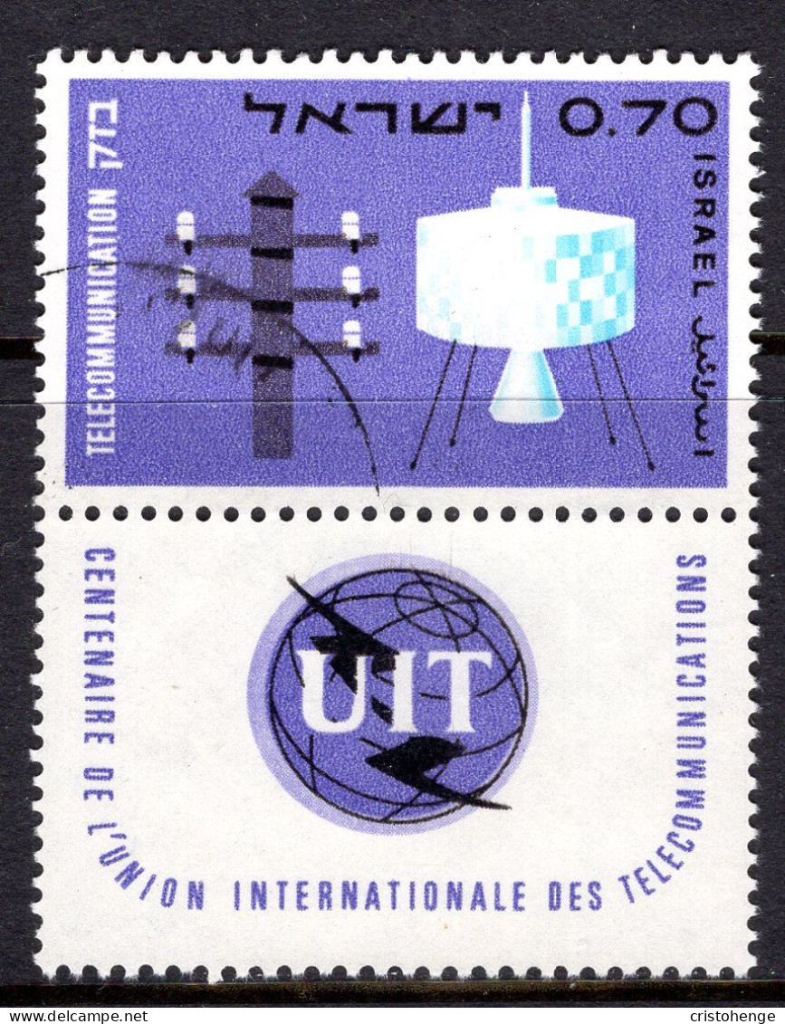 Israel 1965 Centenary Of International Telecommunications Union - Tab - Used (SG 315) - Oblitérés (avec Tabs)