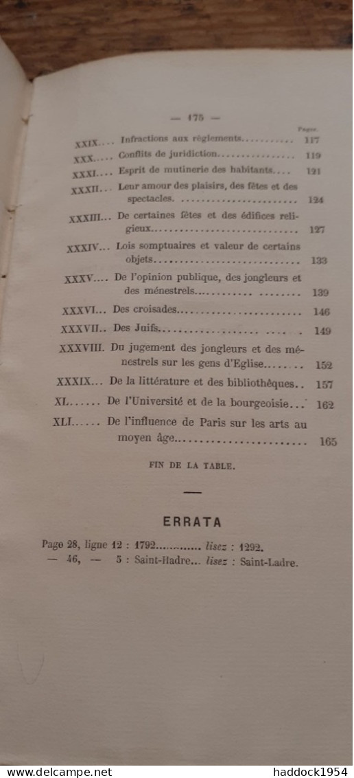 PARIS Au 13e Siècle A. SPRINGER Auguste Aubry 1860 - Paris