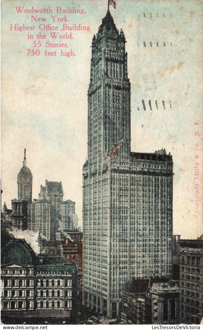 ETATS UNIS - New York - Woolworth Building - Highest Office Building In The World - Colorisé - Carte Postale Ancienne - Manhattan