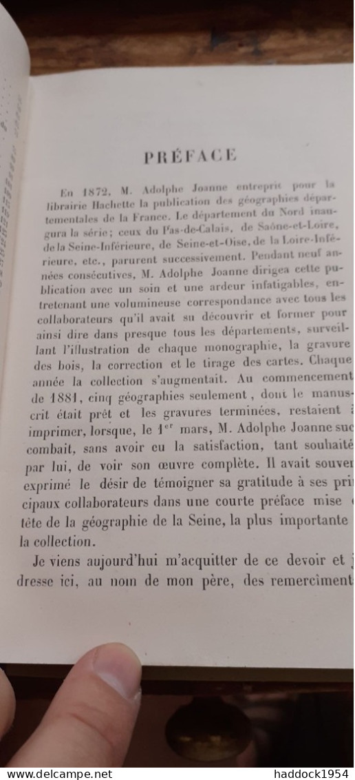 Géographie De La Seine ADOLPHE JOANNE Hachette 1881 - Paris