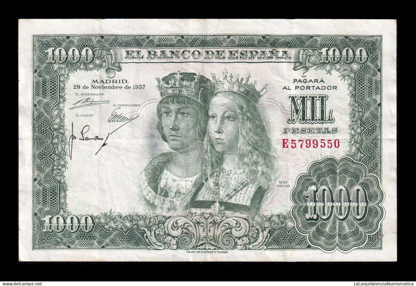 España Spain 1000 Pesetas Reyes Católicos 1957 Pick 149 Serie E Ebc Xf - 1000 Peseten