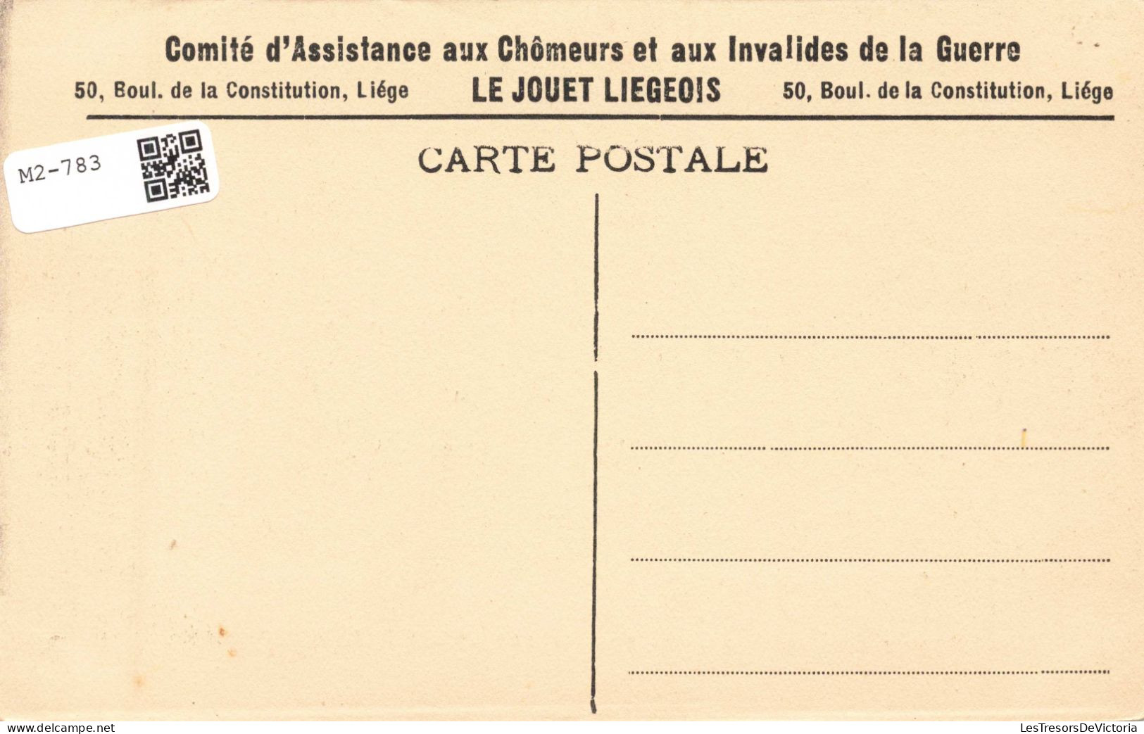 JEUX  - Des Animaux D'étoffe - Vous Donnez Un Bon De Travail En Achetant Le Jouet Liégeois - Carte Postale Ancienne - Jeux Et Jouets