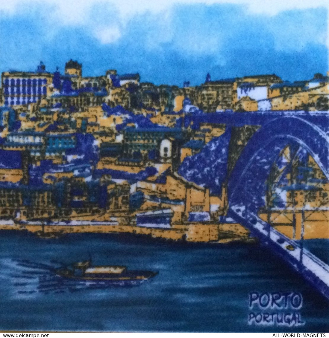 Porto, Duoro River, Bridges, Porto Old City Vew Portugal Souvenir Fridge Magnet - Magnetos