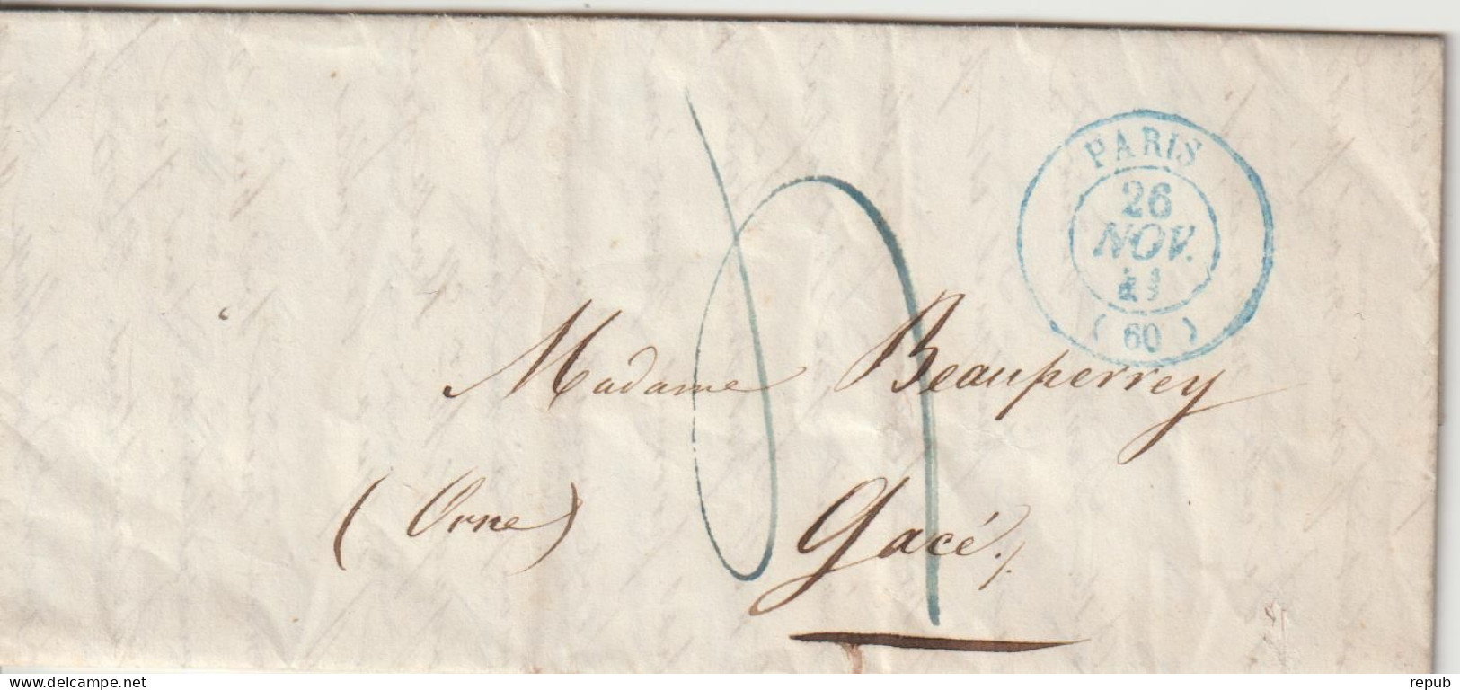Lettre 1841 De Paris 60 Pour Gacé (61) - 1801-1848: Precursors XIX