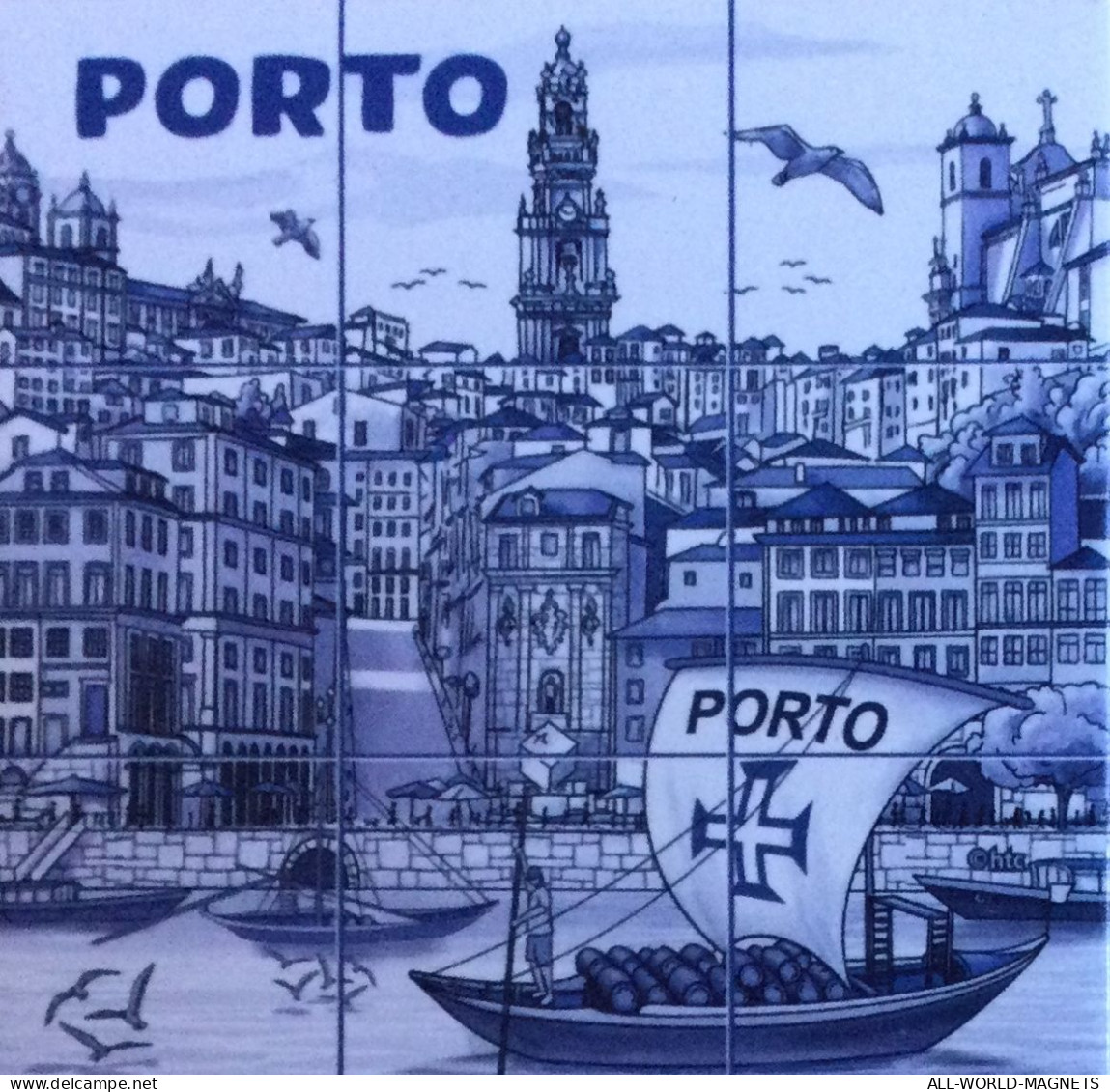 Porto Old City Vew, Sea, Portugal Souvenir Fridge Magnet - Turismo