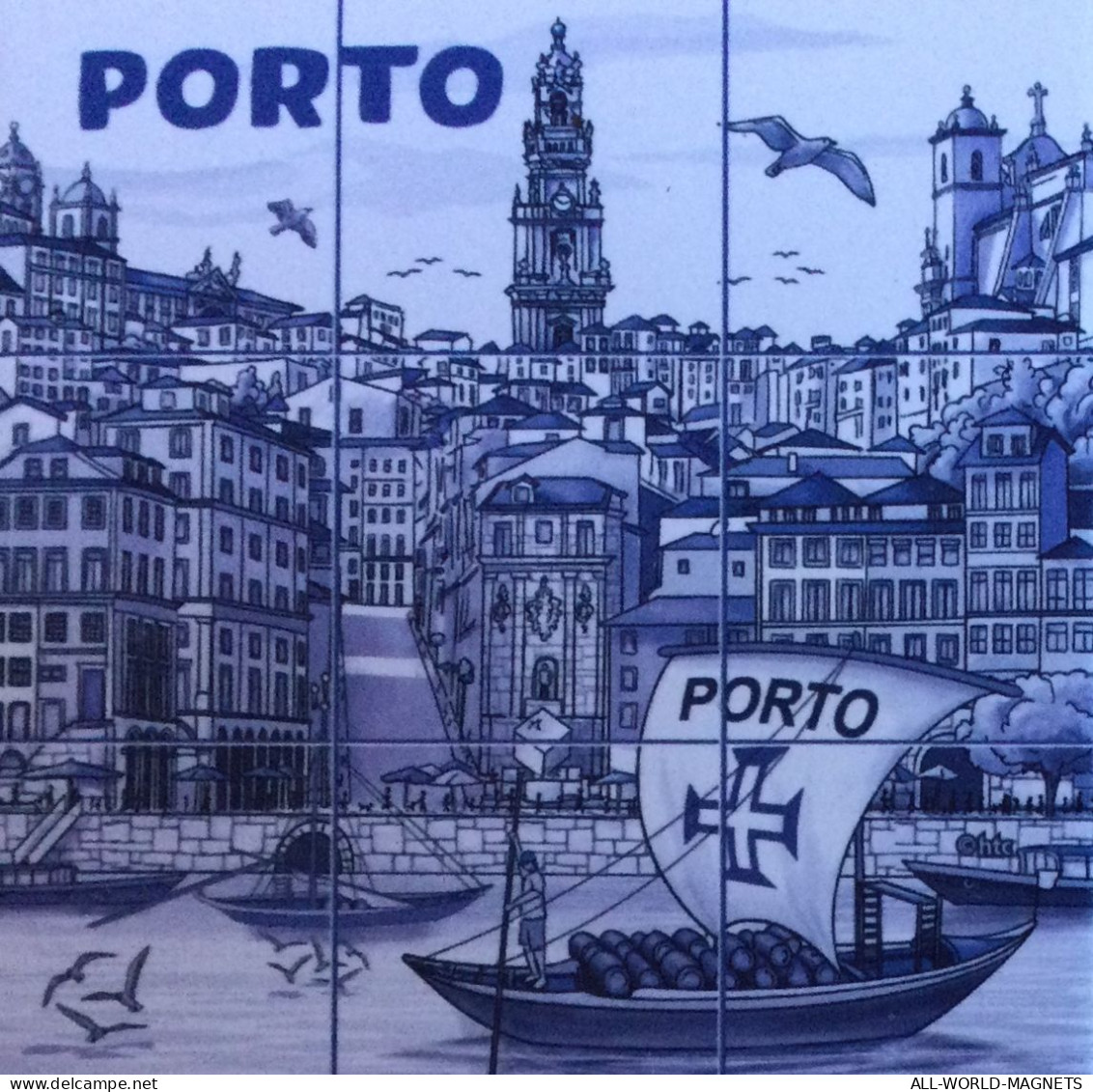 Porto Old City Vew, Sea, Portugal Souvenir Fridge Magnet - Turismo