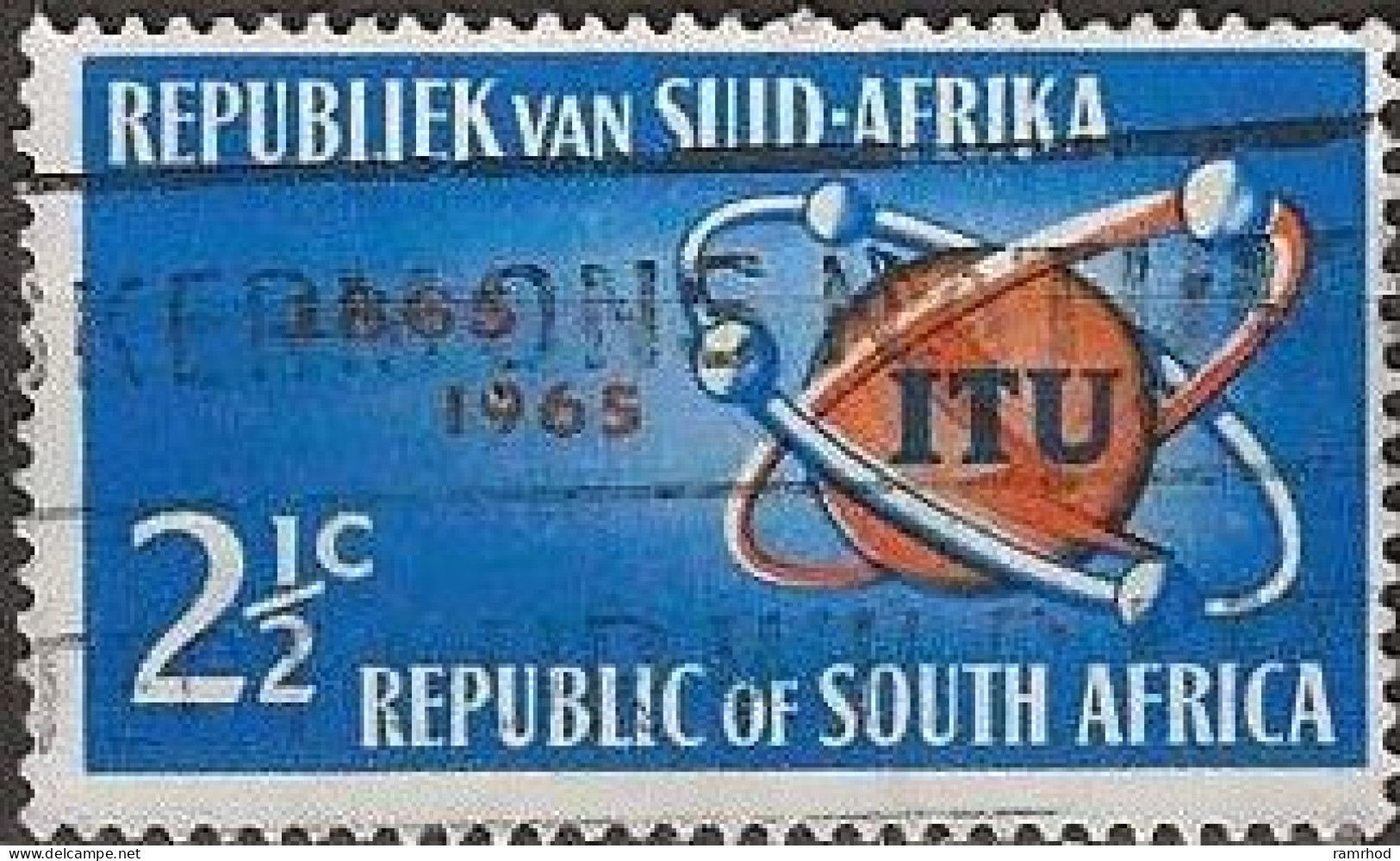 SOUTH AFRICA 1965 Centenary Of ITU -  21/2c. - ITU Emblem And Satellites FU - Gebraucht