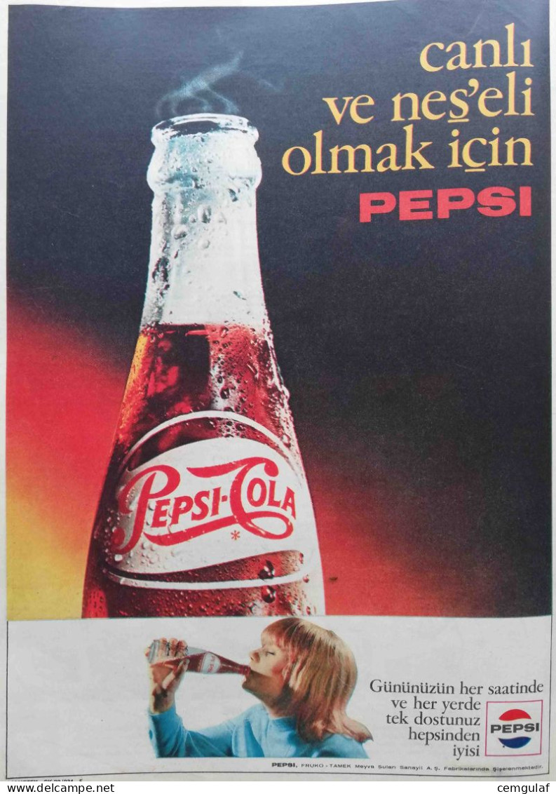 Pepsi ADVERTISING/ PEPSI Around The Clock To Be Lively And Cheerful.-1970 - Poster & Plakate