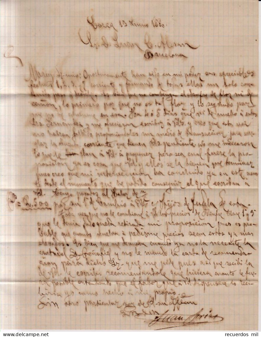 Año 1879 Edifil 204 Alfonso XII Carta Matasellos Lorca Murcia Juan Frias - Lettres & Documents