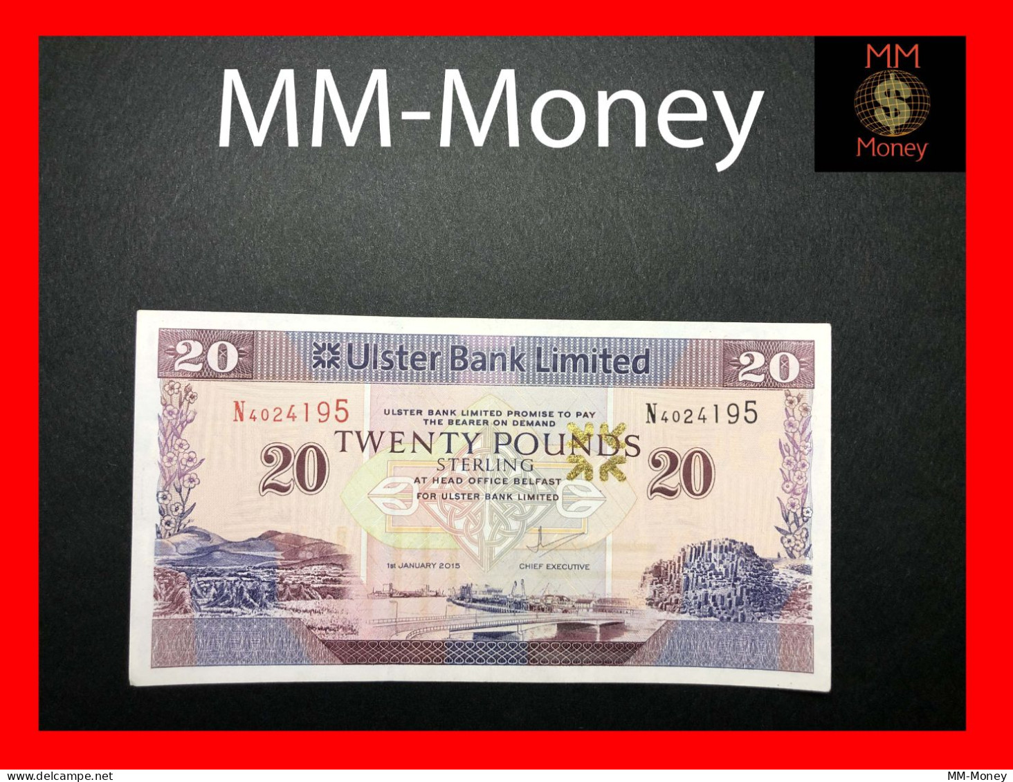 Northern Ireland  "Ulster Bank"   20 £ 1.1.2015   P.  342   XF - 20 Pounds