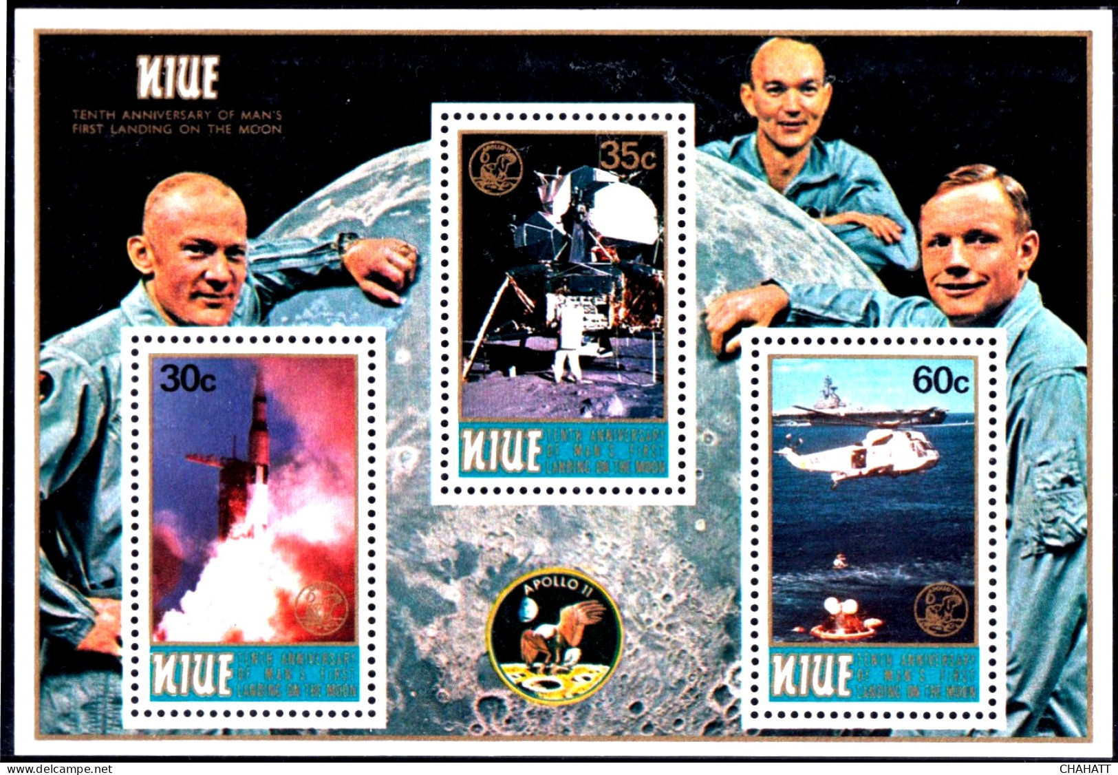 MAN ON MOON- SPACE - NIUE- MS -MNH-M3-135 - Oceania