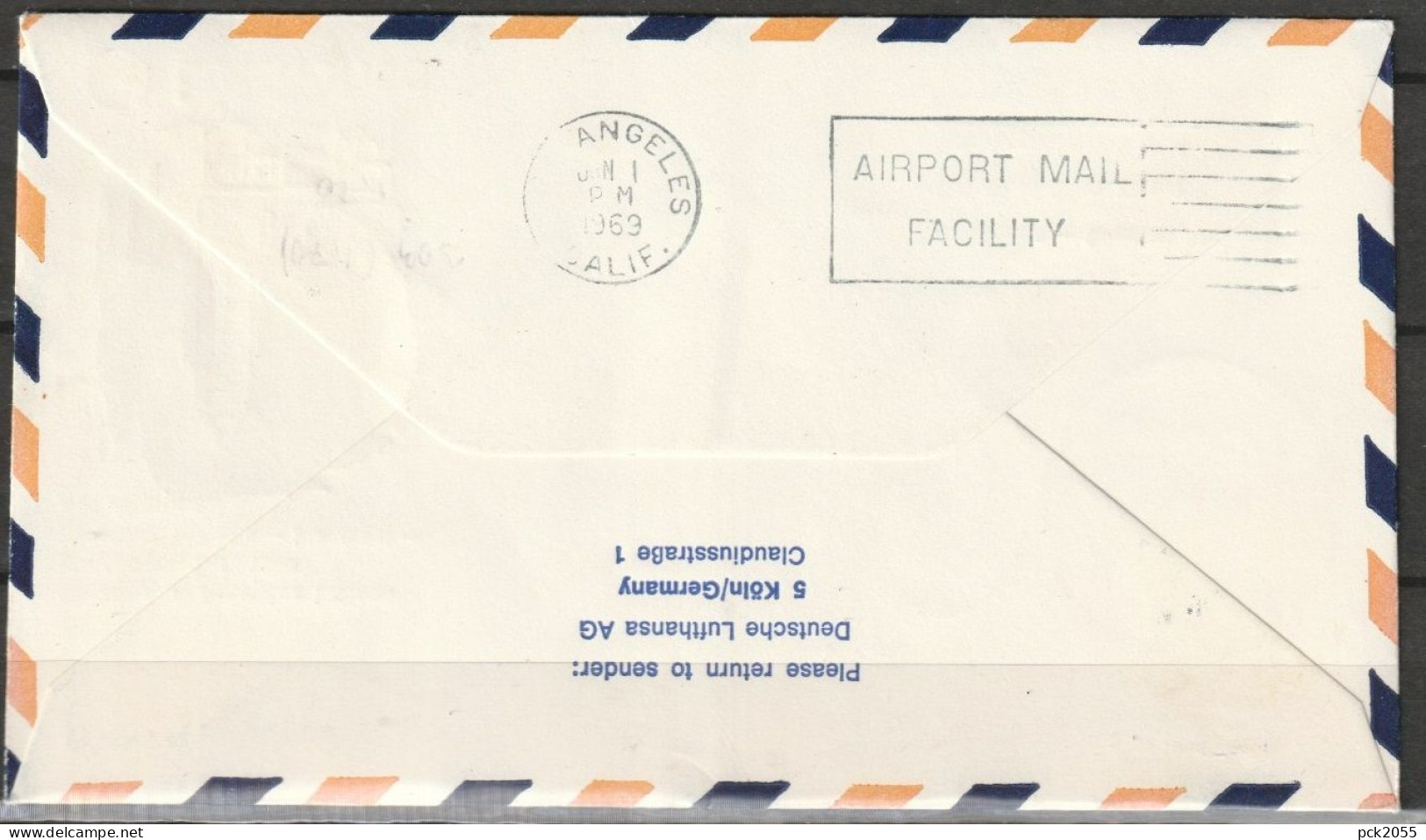 BRD Flugpost / Erstflug LH 450 Frankfurt - Los Angeles 1.1.1969 Ankunftstempel JAN.I.69 ( FP 9) - Primi Voli