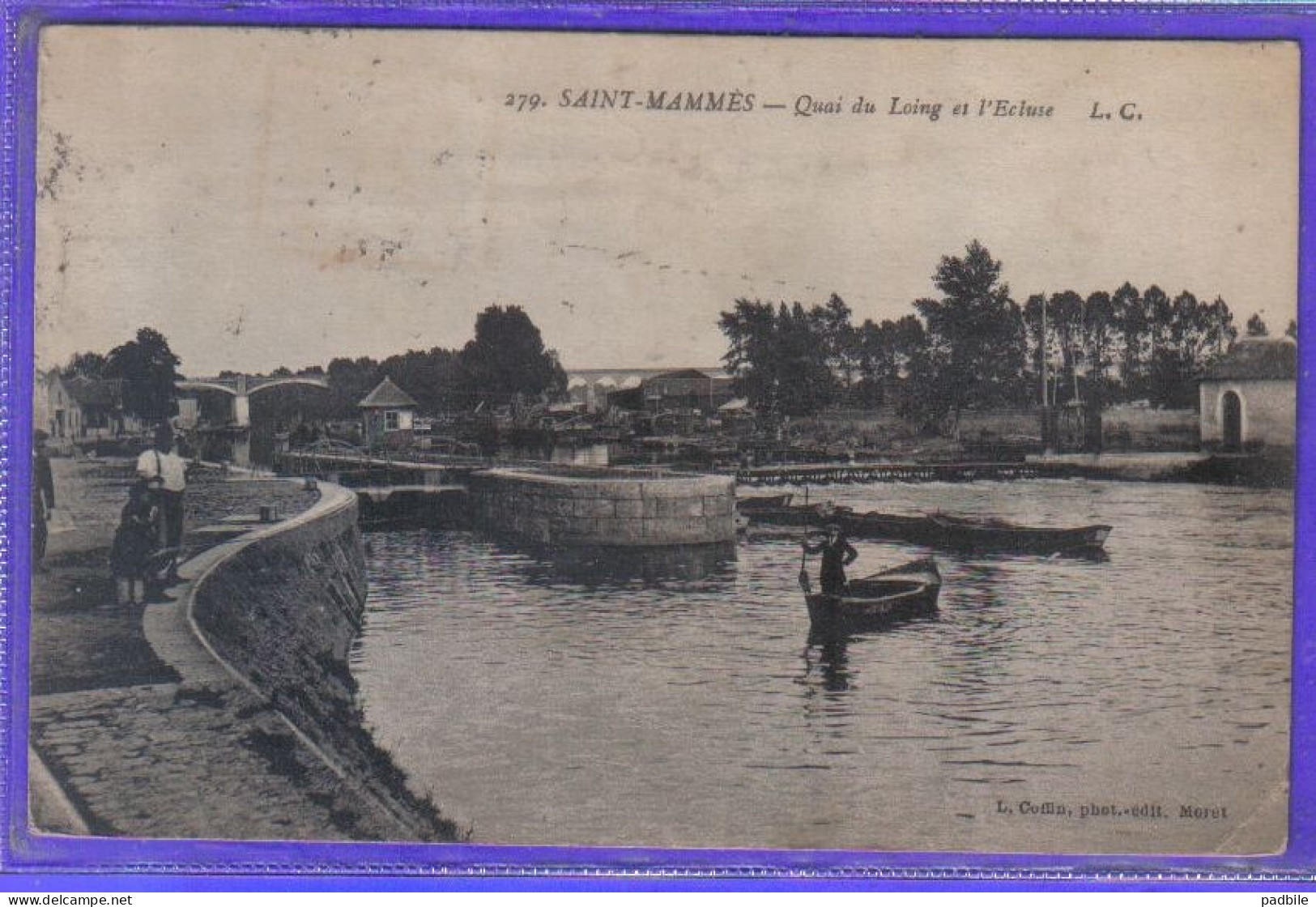 Carte Postale 77. Saint-Mammès  Quai Du Loing Et L'écluse   Très Beau Plan - Saint Mammes