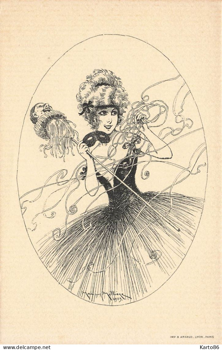 Maurice MILLIERE * CPA Illustrateur Millière Art Nouveau Jugendstil * Femme Masque Coiffe Coiffure Robe Mode - Milliere