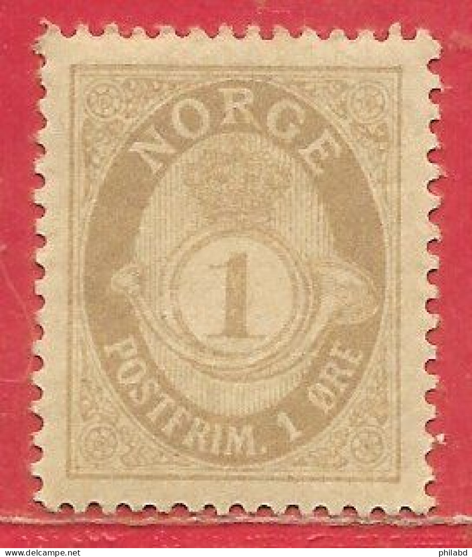 Norvège N°46A 1ö Gris-olive (dentelé 14,5x13,5) 1894-1907 * - Ongebruikt