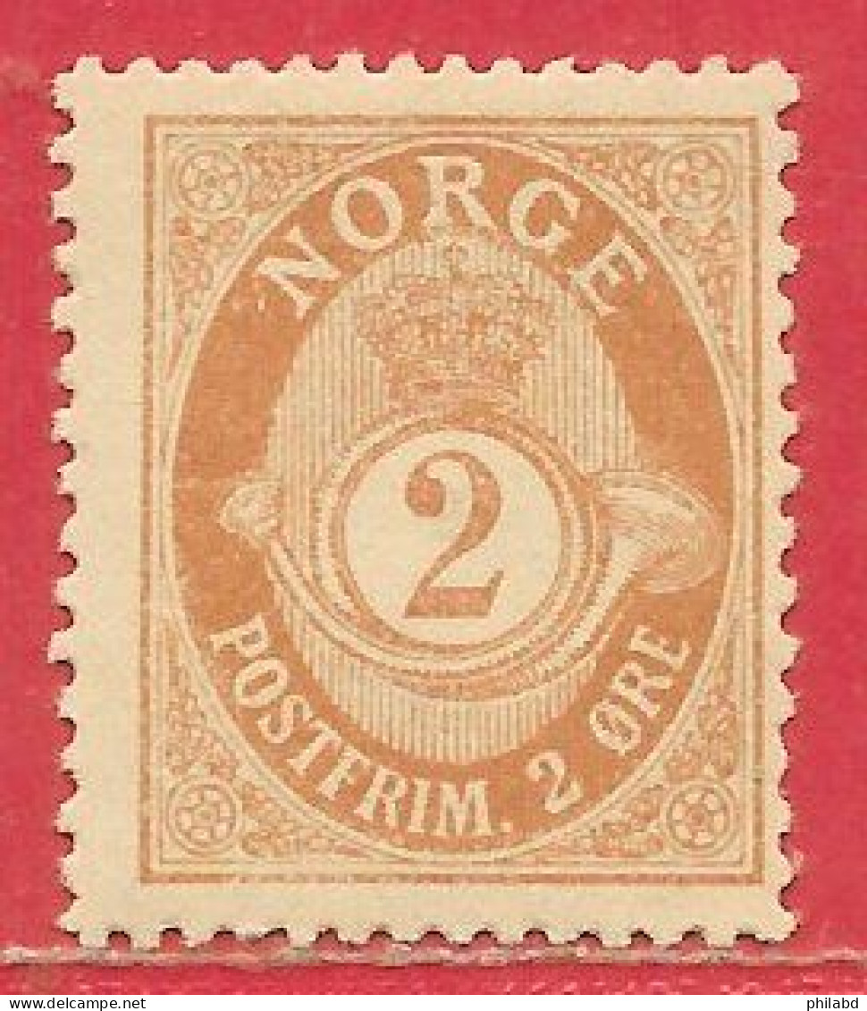 Norvège N°47A 2ö Jaune-brun (dentelé 14,5x13,5) 1894-1907 * - Unused Stamps