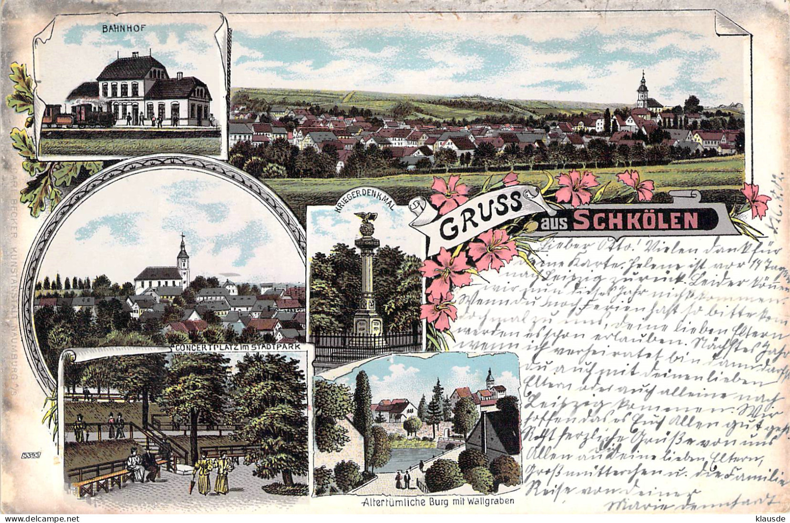 Gruss Aus Schkölen Mehrbild Gel.1902 AKS - Schkölen