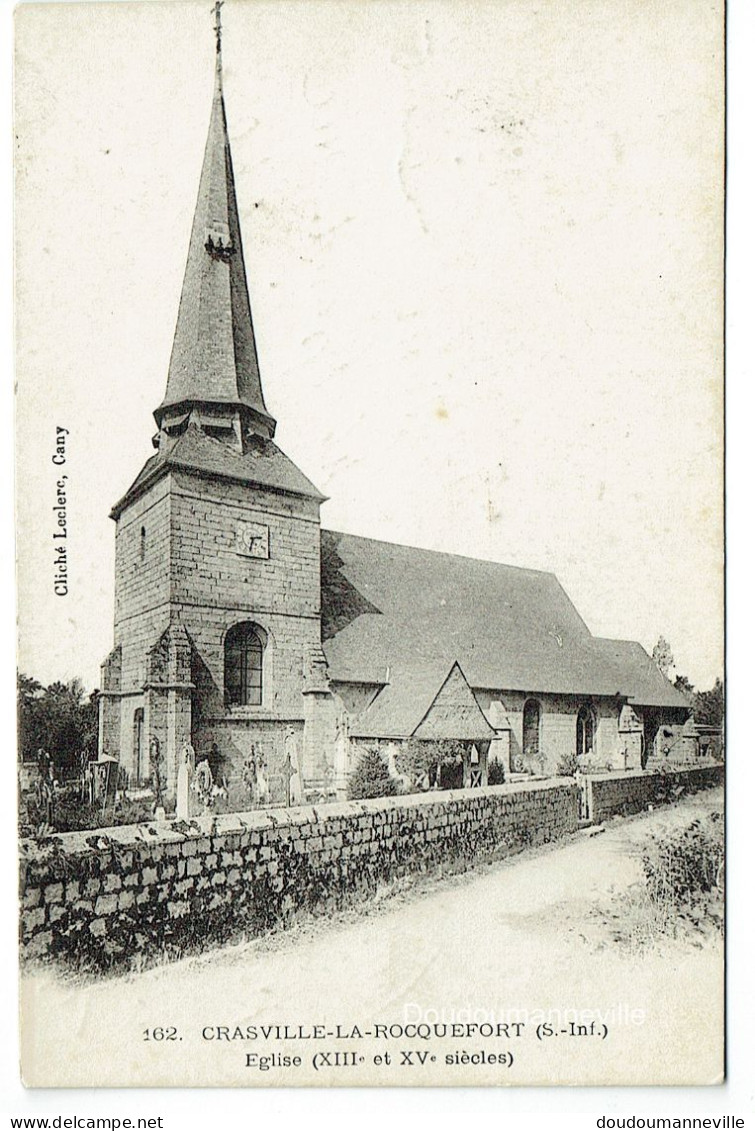 CPA - 76 -  CRASVILLE LA ROQUEFORT - Eglise - Edifice - Religion - Architecture - Monument - Fontaine Le Dun