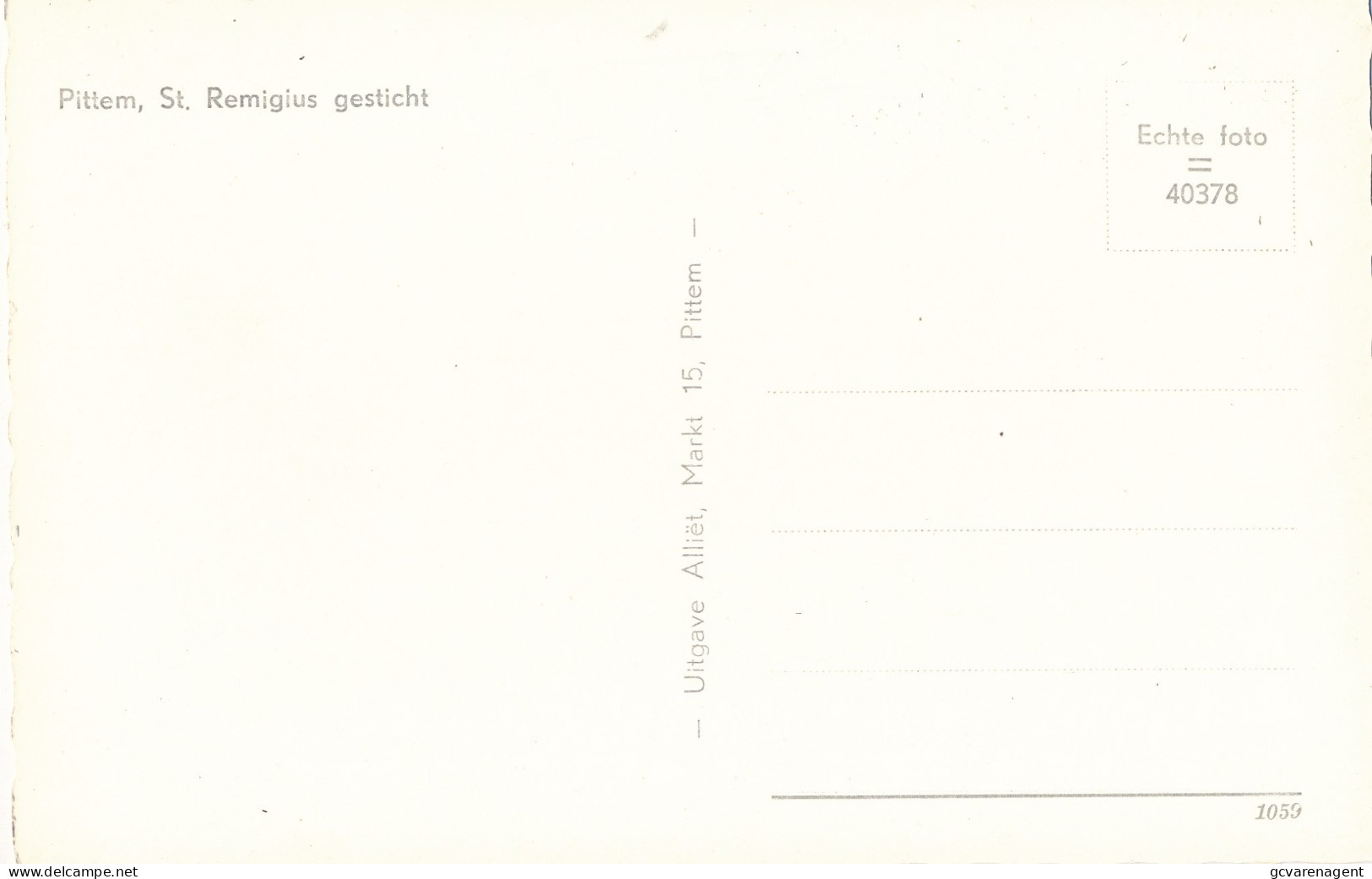 PITTEM  SINT.REMIGIUS GESTICHT     FOTOKAART   2 SCANS - Pittem