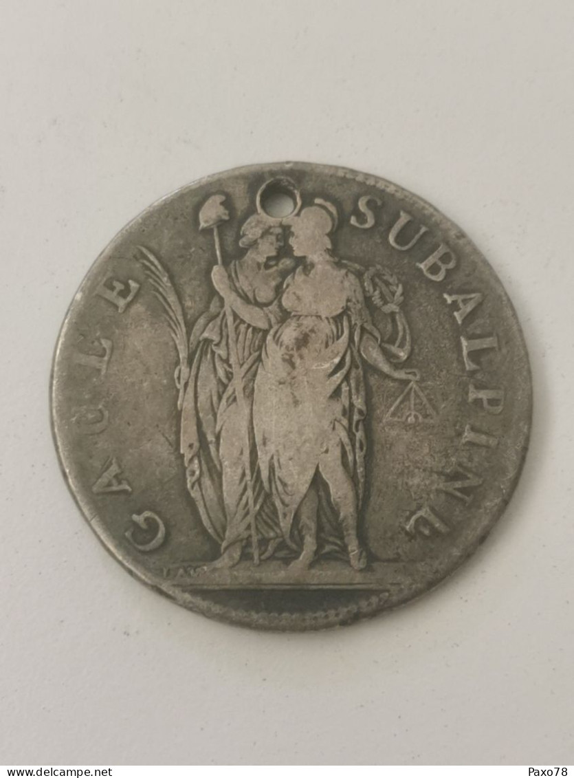 République Piémont, 5 Francs An 10. Troué - Piemonte-Sardinië- Italiaanse Savoie