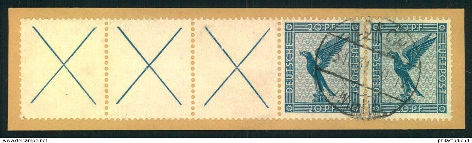 1927, HINDENBURG, Heftchenblatt Sauber Zentrisch Gestempelt Mit Dgz. Rand (HBl. 56 B - 240,- M - Se-Tenant