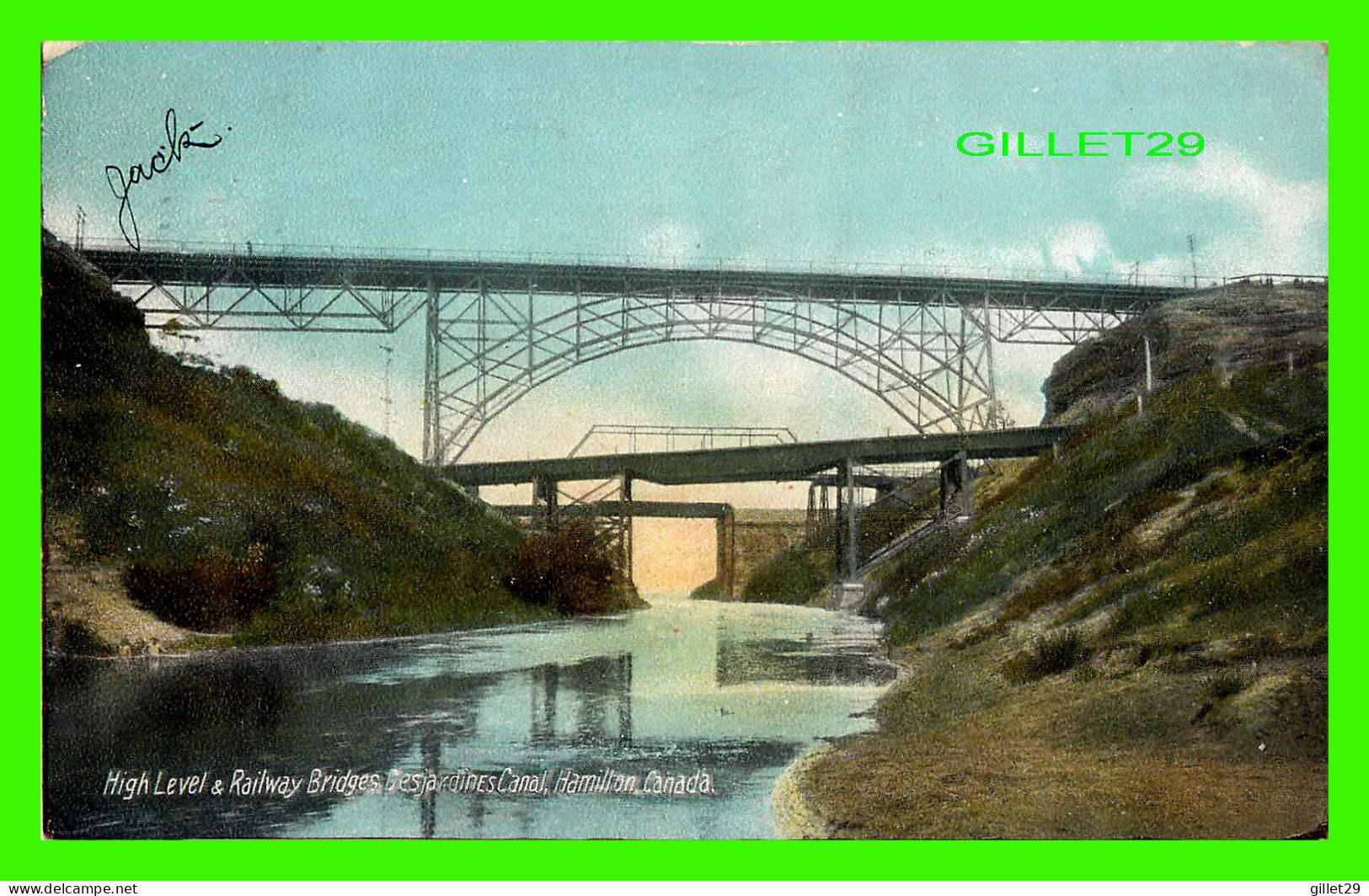 HAMILTON, ONTARIO - HIGH LEVEL & RAILWAY BRIDGES DESJARDINES CANAL - TRAVEL IN 1911 -  THE PUGH MANUFACTURING CO - - Hamilton