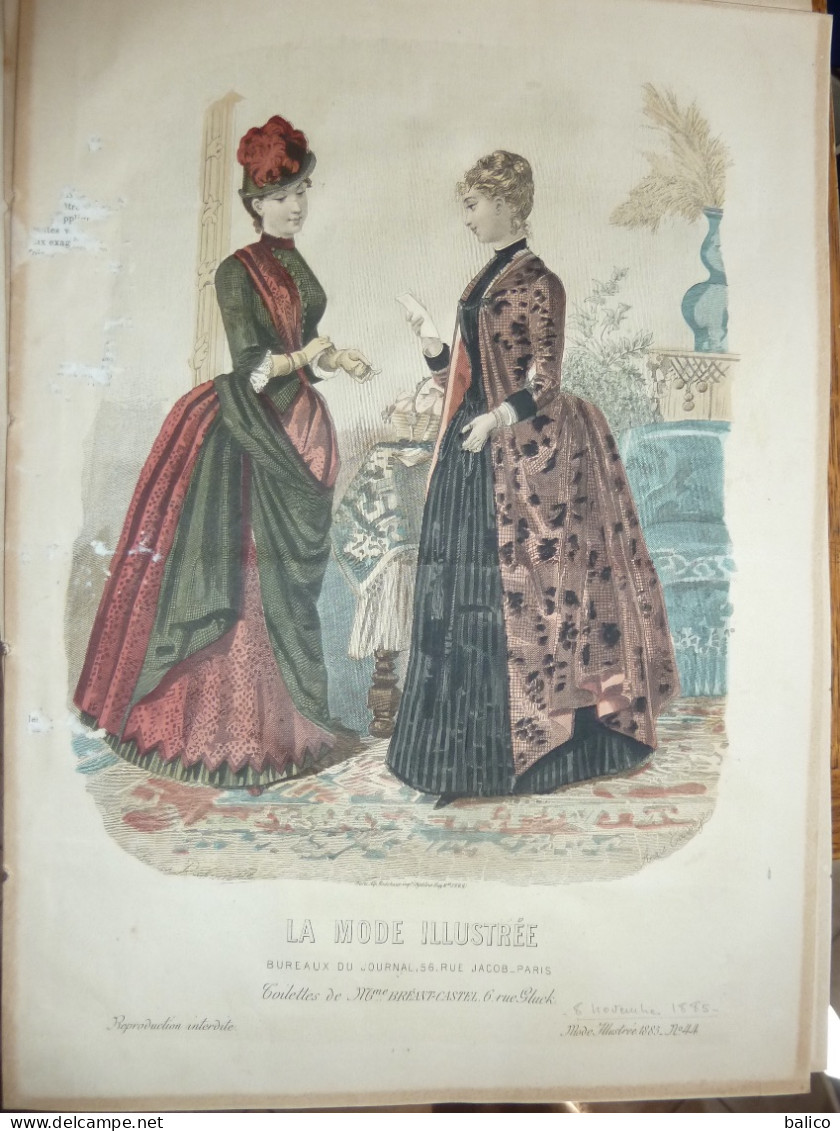 La Mode Illustrée  1885 - Gravure D'époque XIXème ( Déstockage Pas Cher) Réf;  Réf; B 80 - Avant 1900