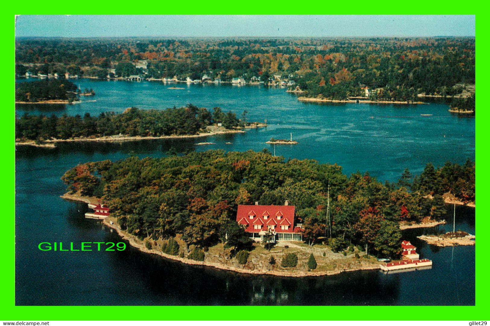 KINGSTON, ONTARIO - AUTUMN AERIAL VIEW OF DASHWOOD ISLAND - OPAWAKA LODGE WESLEYAN CHUCH SEMINAR -  RIDEAU AIR PHOTOS - - Kingston