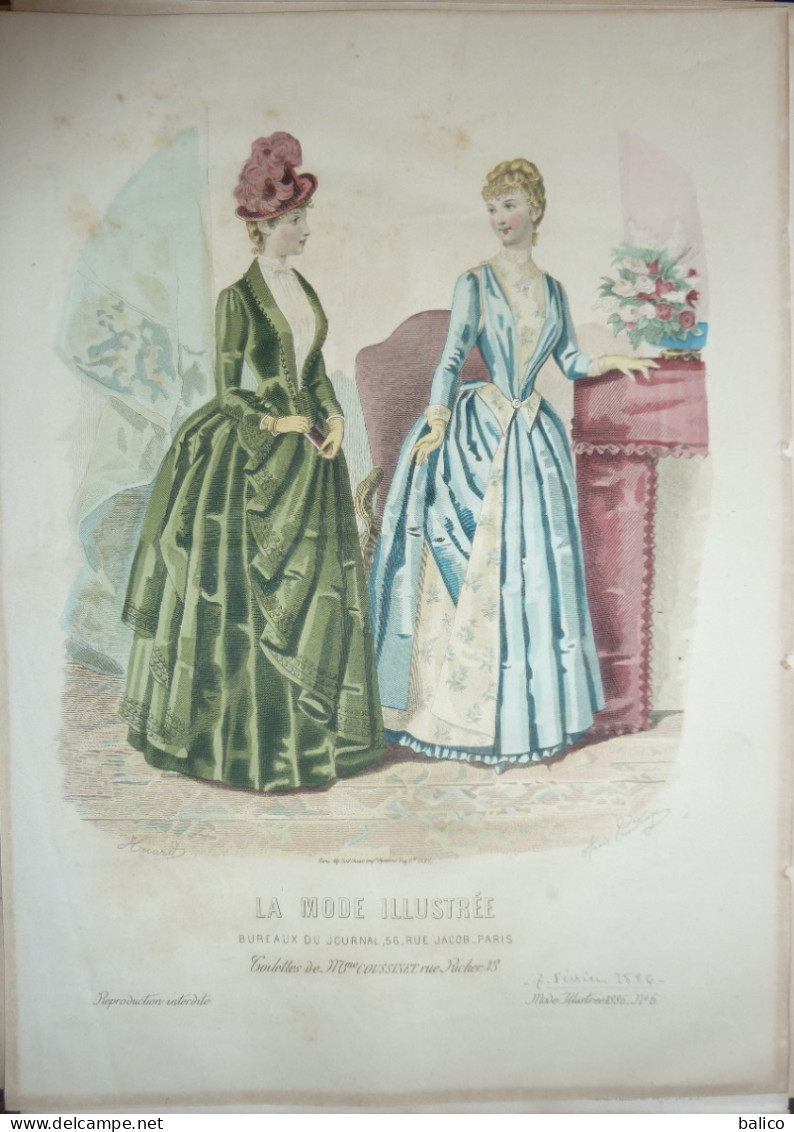 La Mode Illustrée  1875 - Gravure D'époque XIXème ( Déstockage Pas Cher) Réf;  Réf; B 85 - Vor 1900