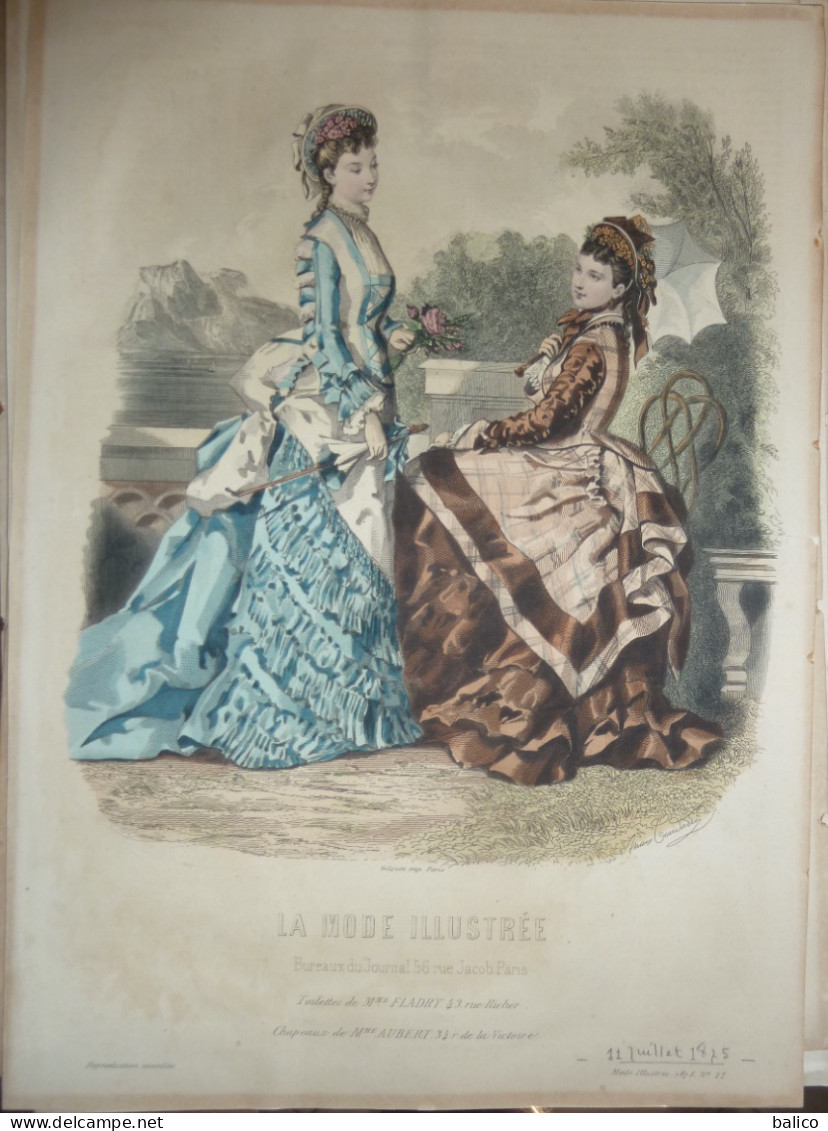 La Mode Illustrée  1875 - Gravure D'époque XIXème ( Déstockage Pas Cher) Réf;  Réf; B 86 - Avant 1900