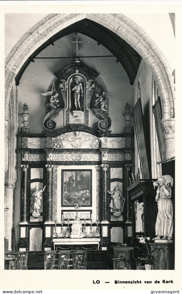 LO  BINNENZICHT VAN DE KERK      FOTOKAART  2 SCANS - Lo-Reninge