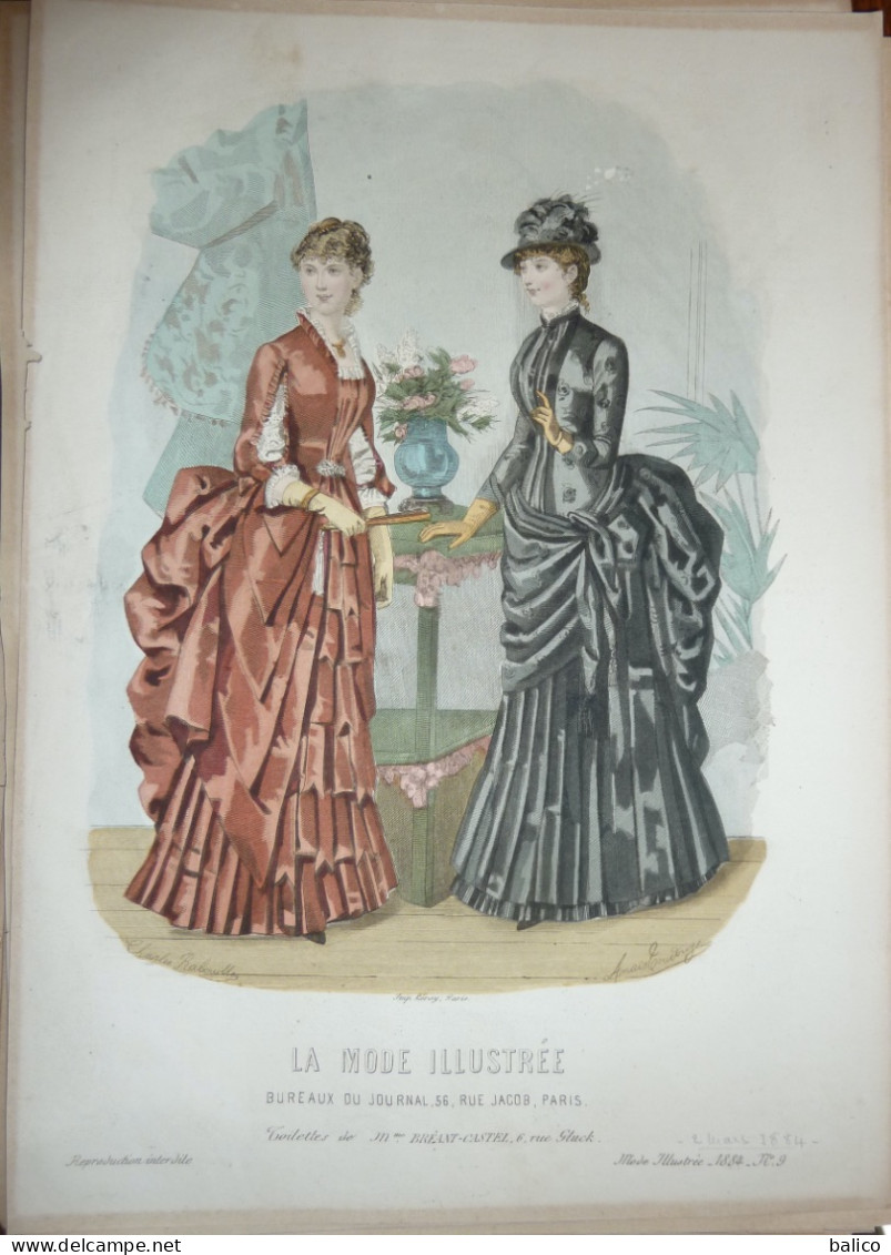 La Mode Illustrée  1884 - Gravure D'époque XIXème ( Déstockage Pas Cher) Réf;  Réf; B 94 - Avant 1900