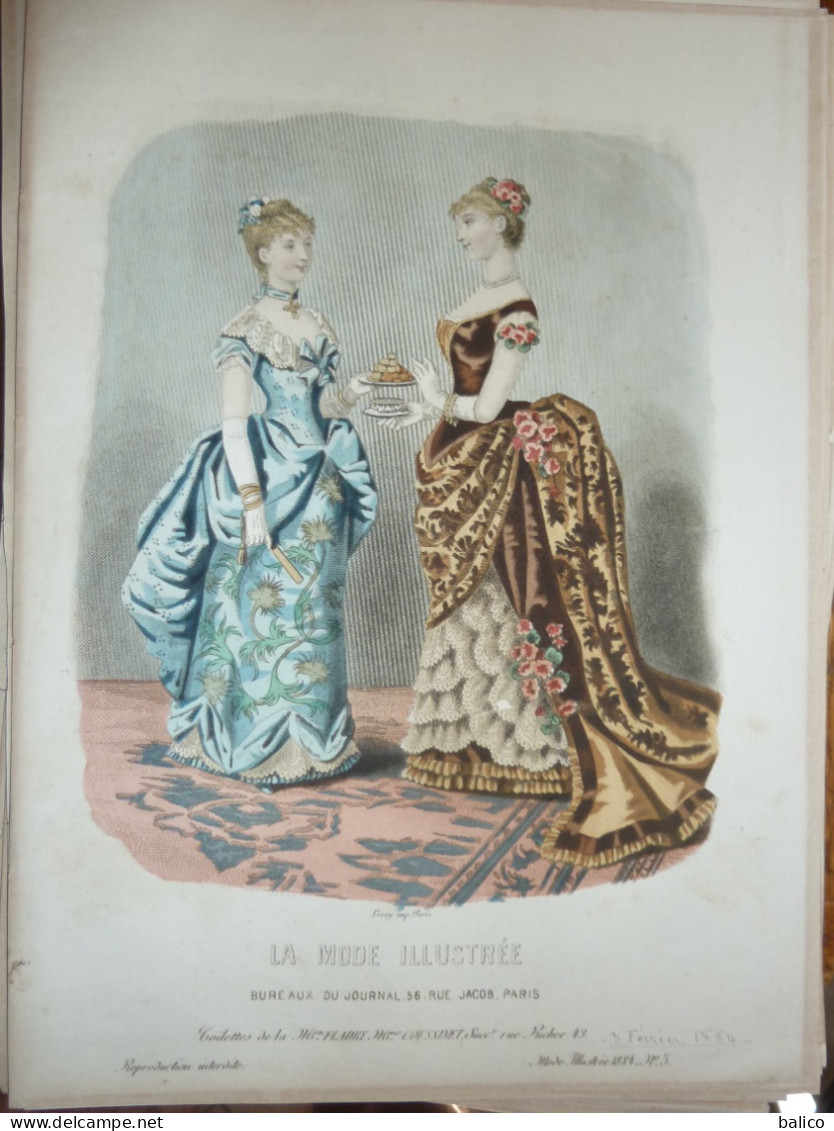 La Mode Illustrée  1884 - Gravure D'époque XIXème ( Déstockage Pas Cher) Réf;  Réf; B 95 - Voor 1900