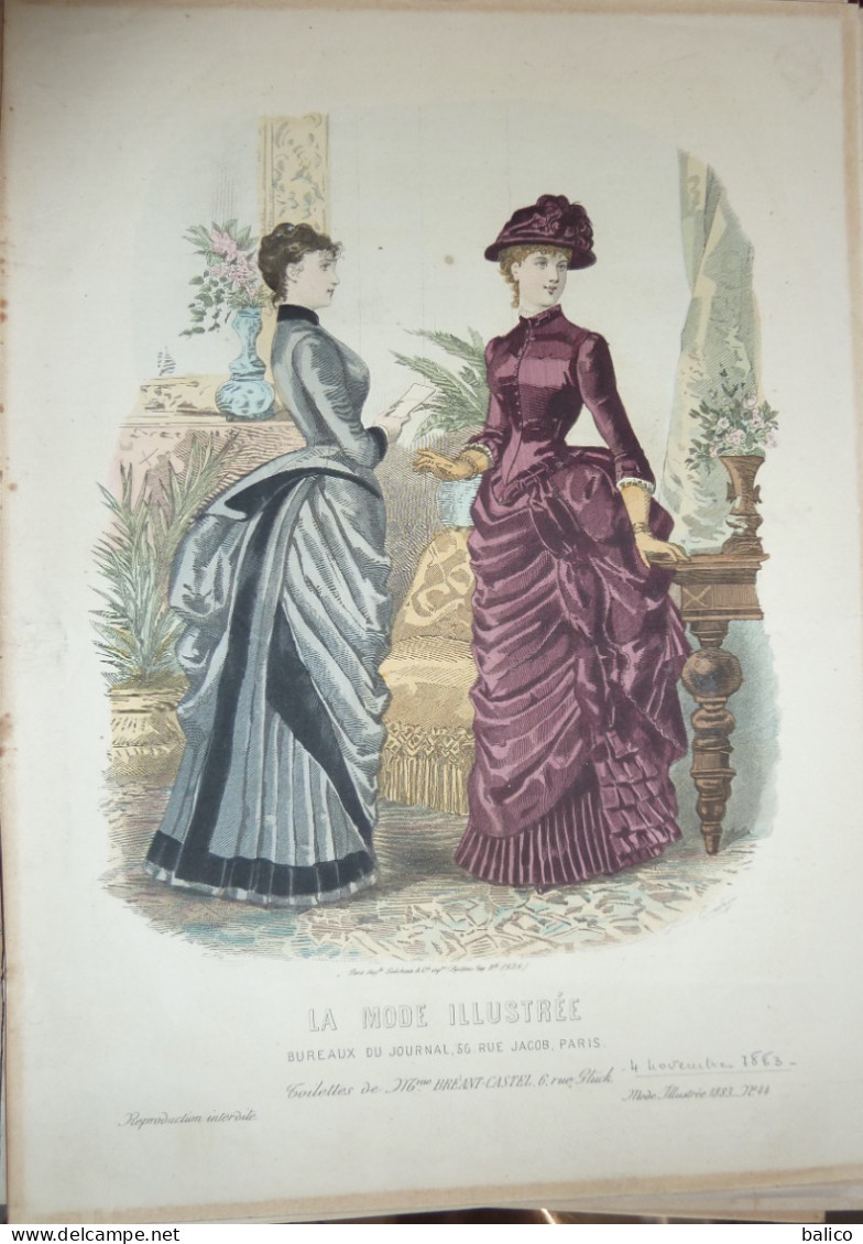 La Mode Illustrée  1883 - Gravure D'époque XIXème ( Déstockage Pas Cher) Réf;  Réf; B 98 - Voor 1900