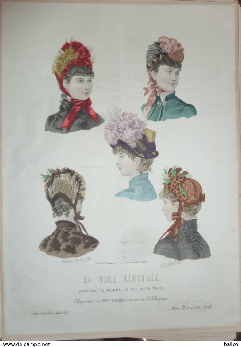La Mode Illustrée  1884 - Gravure D'époque XIXème ( Déstockage Pas Cher) Réf;  Réf; B 99 - Ante 1900
