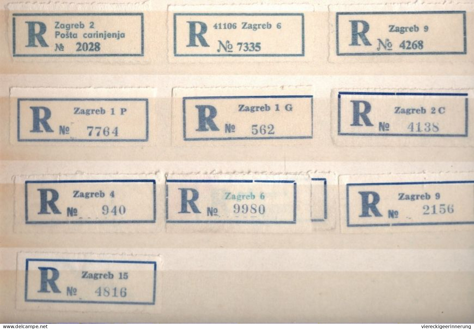 !  Sammlung im Album von 182 R-Zetteln aus Kroatien, croatia, u.a. Zagreb, Einschreibzettel, Recozettel