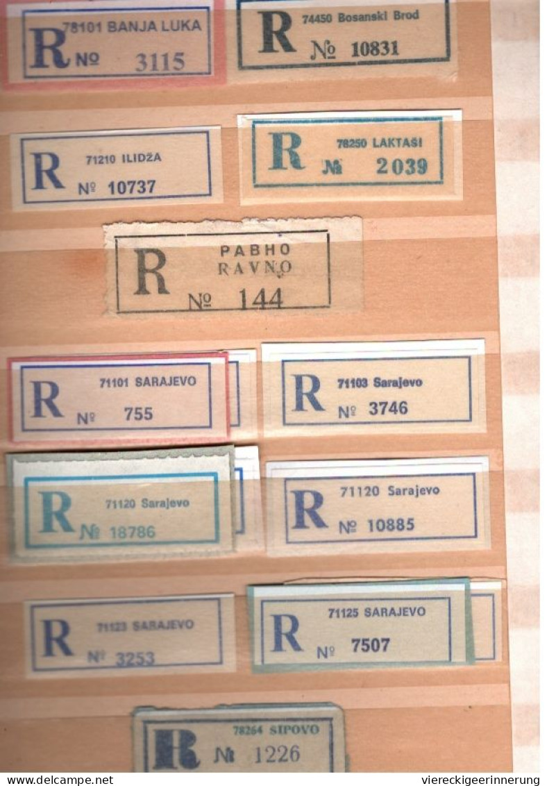 ! 1 Steckkarte Mit 33 R-Zetteln Aus Bosnien, Bosnia, Einschreibzettel, Reco Label - Bosnie-Herzegovine