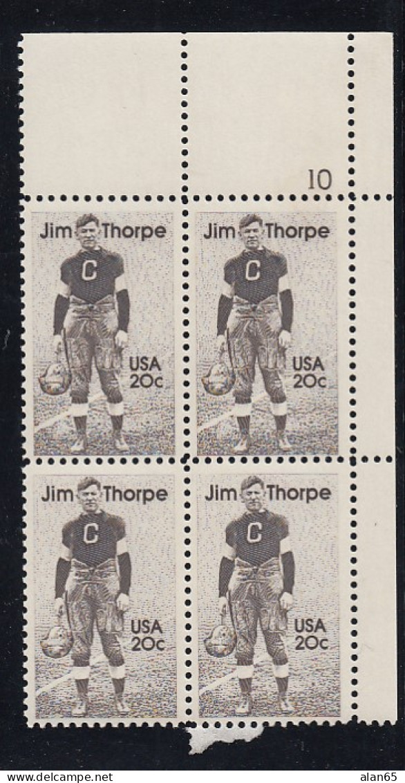 Sc#2089, Jim Thorpe Native American Athlete Olympian 20-cent Plate # Block Of 4 MNH 1984 Issue - Numéros De Planches