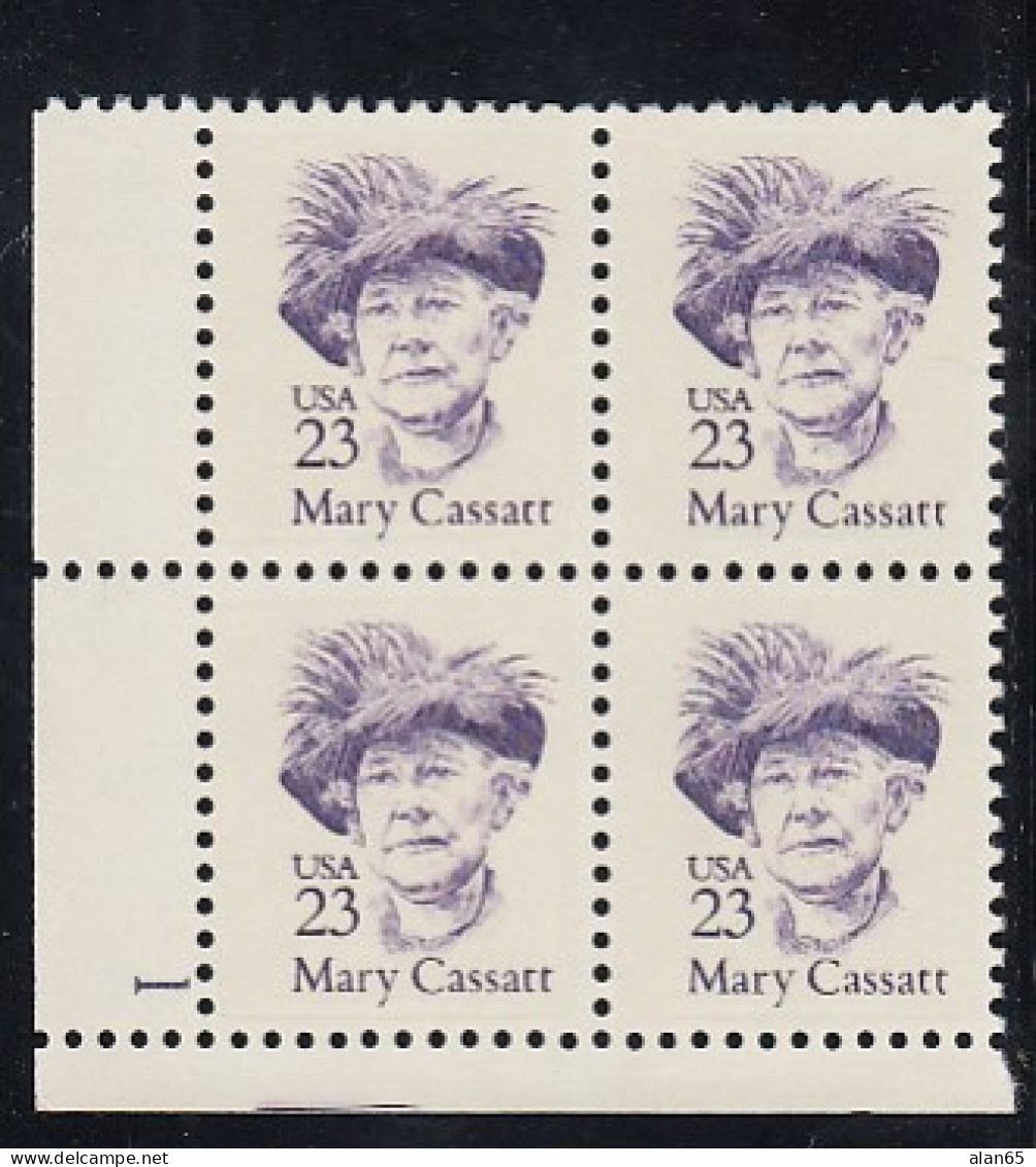 Sc#2181, Mary Cassatt, Painter Artist, Great American Series 23-cent Plate # Block Of 4 MNH 1988 Issue - Plate Blocks & Sheetlets