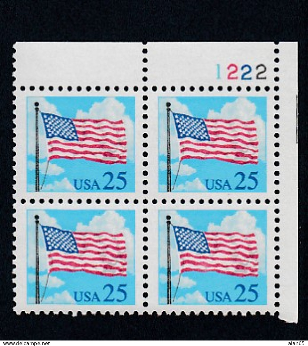 Sc#2278, US Flag 25-cent Plate # Block Of 4 MNH 1988 Issue - Plate Blocks & Sheetlets