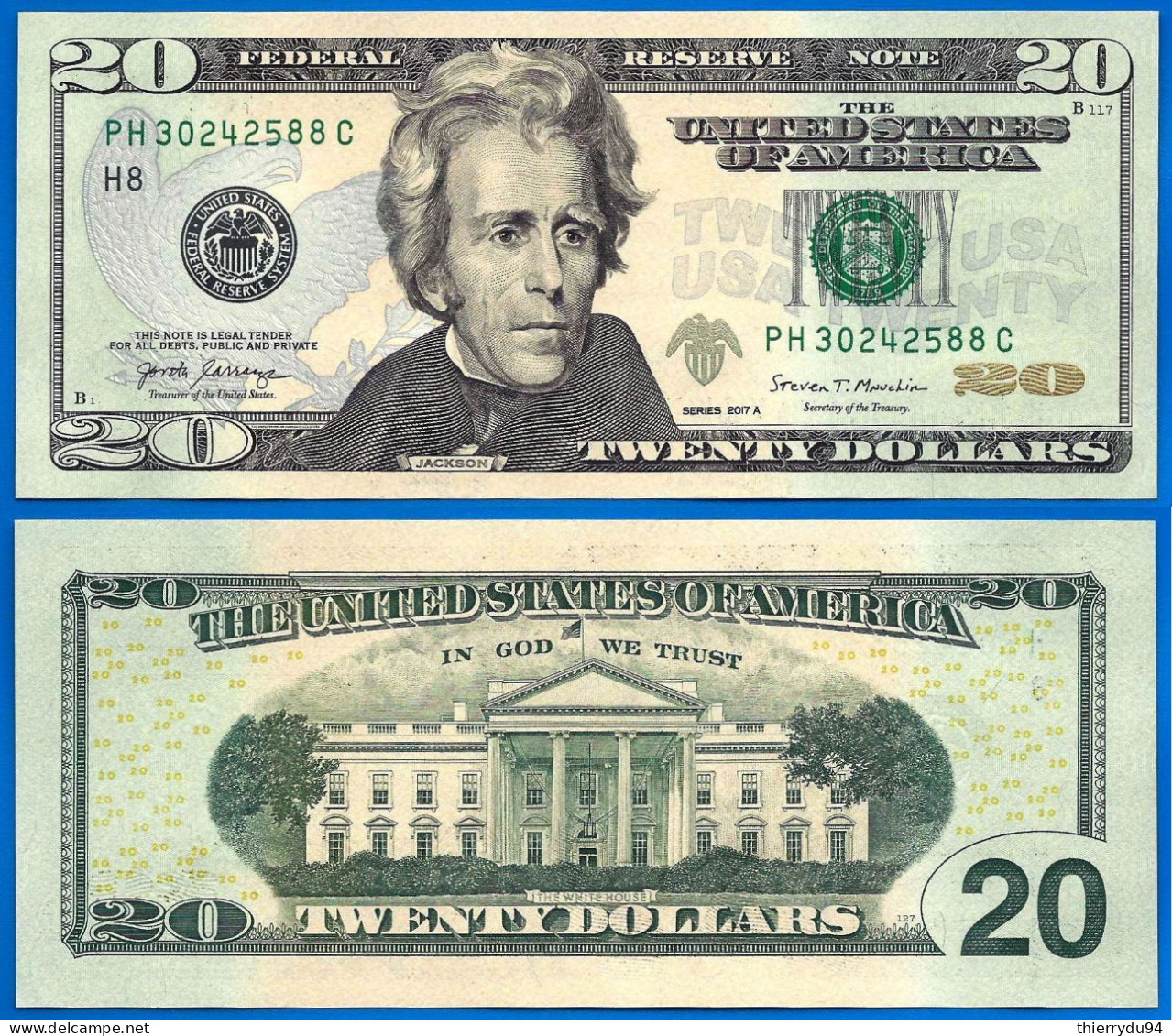 USA 20 Dollars 2017 A Neuf UNC Mint Saint Louis H8 PH Suffixe C Etats Unis United States Dollar US Paypal Bitcoin OK - United States Notes (1862-1923)