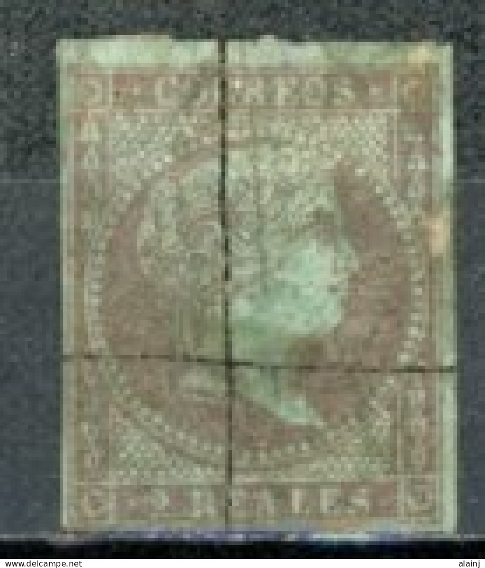 Espagne  1855  Isabelle II     Ed   42  Blue   Y&T   37a    Obl    ---     Superbe Nuance Bleu-vert...    - Usados