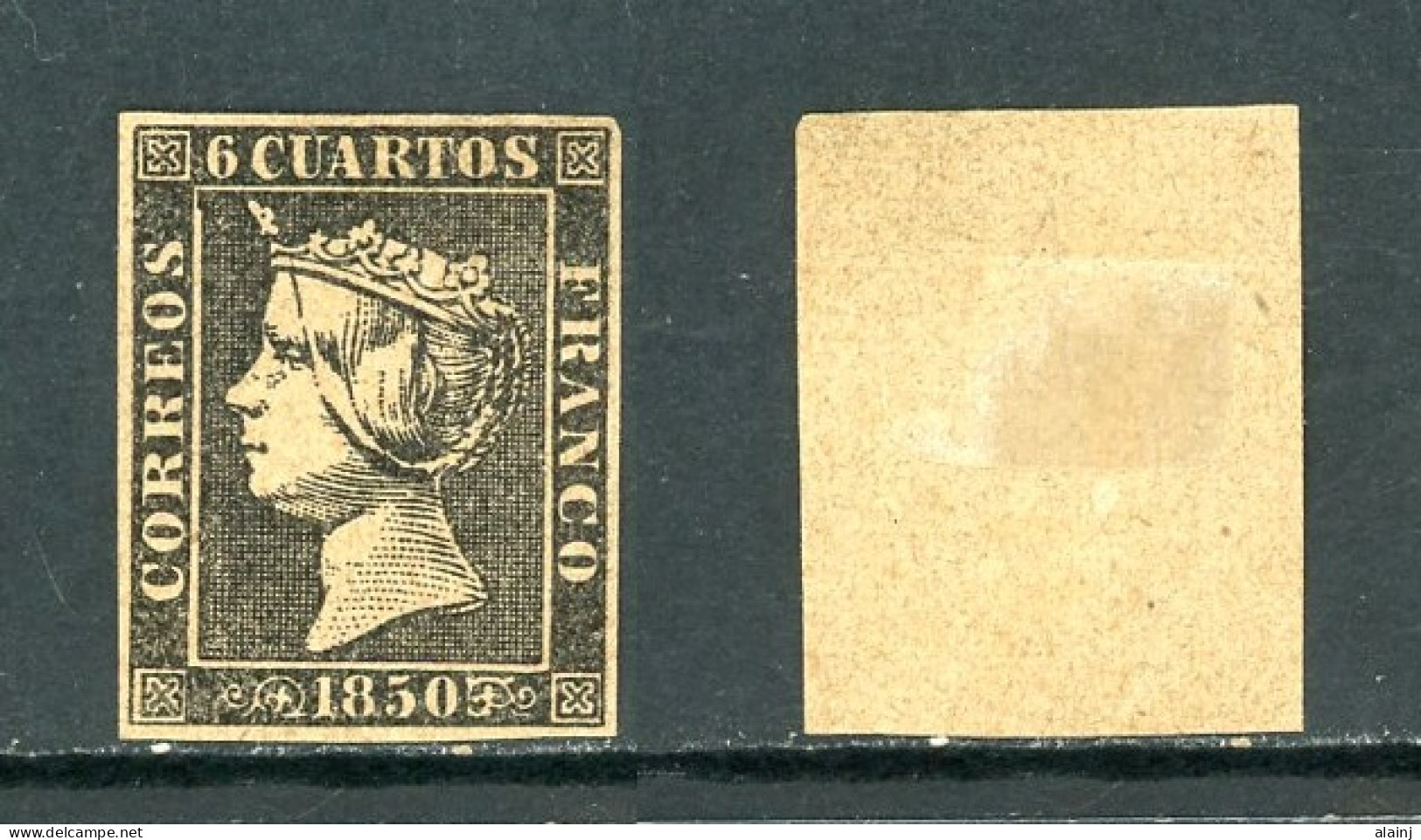 Espagne  1850  Isabelle II     Y&T   1    Mi   1    Obl    ---     Type I   ---   SUPERBE FAUX / FALSO  !!! - Unused Stamps